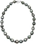 Cultured Tahitian Pearl Strand Necklace (11-14mm) In Sterling Silver