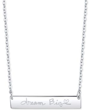 Unwritten Dream Big Horizontal Bar 18 Pendant Necklace In Sterling Silver