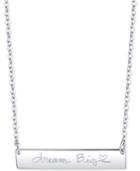 Unwritten Dream Big Horizontal Bar 18 Pendant Necklace In Sterling Silver
