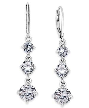 Charter Club Silver-tone Cubic Zirconia Triple Drop Earrings, Only At Macy's