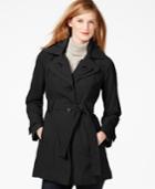 London Fog Petite Layered-collar Belted Raincoat