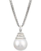 Windsor Cultured Freshwater Pearl (12mm) 18 Pendant Necklace In Sterling Silver