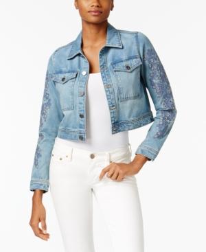 Calvin Klein Jeans Embroidered Cropped Denim Jacket