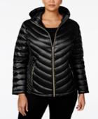 Calvin Klein Plus Size Packable Down Hooded Puffer Coat, Only At Macy's