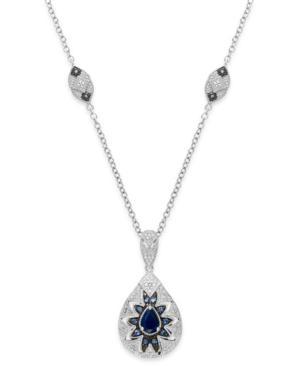 Sapphire (1 Ct. T.w.) And Diamond Accent Pendant Necklace In Sterling Silver