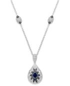 Sapphire (1 Ct. T.w.) And Diamond Accent Pendant Necklace In Sterling Silver
