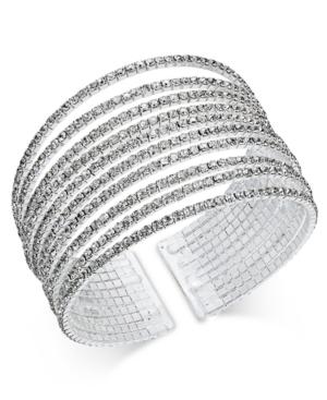 Inc International Concepts Silver-tone Multi-row Crystal Cuff Bracelet, Only At Macy's