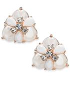 Charter Club Rose Gold-tone Crystal & Stone Cluster Stud Earrings, Created For Macy's