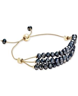 Charter Club Gold-tone Jet Bead Three-row Slider Bracelet, Only At Macy's