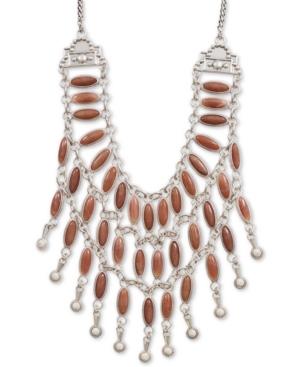 Lucky Brand Silver-tone Stone Statement Necklace, 19 + 2 Extender