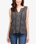 Lucky Brand Embroidered Embellished Top