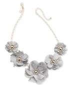 I.n.c. Gold-tone Crystal & Stone Fabric Flower Statement Necklace, 19 + 3 Extender, Created For Macy's