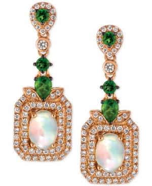 Le Vian Opal (9/10 Ct. T.w.), Diamond (5/8 Ct. T.w.) And Diopside (5/8 Ct. T.w.) Drop Earrings In 14k Rose Gold, Only At Macy's