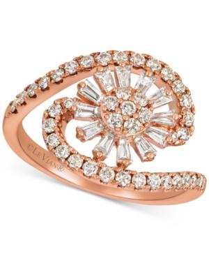 Le Vian Baguette Frenzy Nude And Vanilla Diamond Flower Burst Swirl (9/10 Ct. T.w.) Ring In 14k Rose Gold