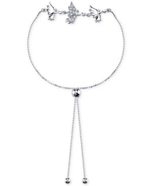 Unwritten Crystal Three Angel Slider Bracelet In Sterling Silver