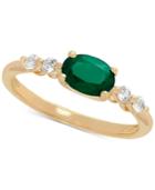 Emerald (3/4 Ct. T.w.) & White Sapphire (1/5 Ct. T.w.) Ring In 10k Gold
