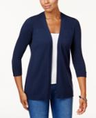 Karen Scott Ribbed-yoke Open Cardigan, Created For Macy's