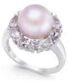 Pink Cultured Freshwater Pearl (10mm) & Morganite (2 Ct. T.w.) Ring In Sterling Silver
