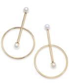 Inc International Concepts Gold-tone Imitation Pearl Circle Drop Earrings, Created For Macy's