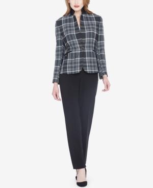 Tahari Asl One-button Plaid Pantsuit