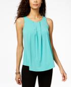 Charter Club Pleated Crew-neck Shell, Created For Macy's