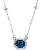 Blue Topaz (2 Ct. T.w.) & White Topaz (1-1/5 Ct. T.w.) 18 Pendant Necklace In Sterling Silver