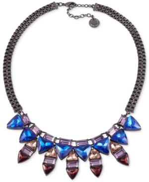 French Connection Hematite-tone Triangle Stone Alternating Frontal Necklace