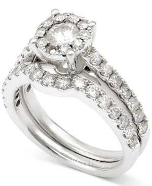 Diamond Halo Bridal Set (1-1/2 Ct. T.w.) In 14k White Gold