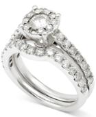 Diamond Halo Bridal Set (1-1/2 Ct. T.w.) In 14k White Gold
