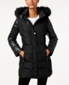 Calvin Klein Faux-fur-trim Mixed-media Water Resistant Puffer Coat