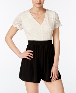 One Clothing Juniors' Lace Colorblocked Romper