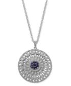 Sapphire (1/2 Ct. T.w.) And Diamond (1/7 Ct. T.w.) Openwork Disc Pendant Necklace In Sterling Silver