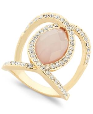 Inc International Concepts Gold-tone Large Stone Openwork Statement Ring, Only At Macy's