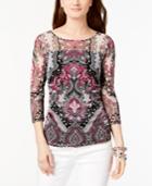 I.n.c. Printed Mesh Top, Created For Macy's
