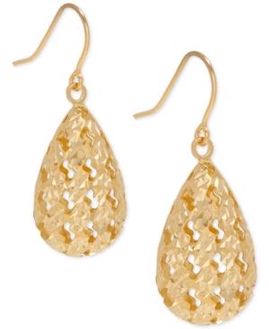 Openwork Textured Teardrop Drop Earrings In 14k Gold