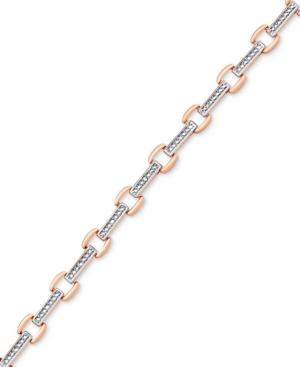 Diamond Accent Square Link Bracelet In Rose Gold-plated Brass
