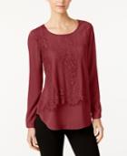 Ny Collection Lace Popover Blouse
