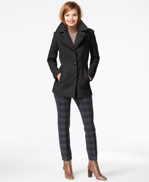 London Fog Petite Layered-collar Peacoat