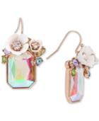 Betsey Johnson Gold-tone Multi-stone Flower Drop Earrings