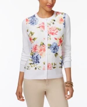 Charter Club Floral-print Lace Cardigan, Created For Macy's
