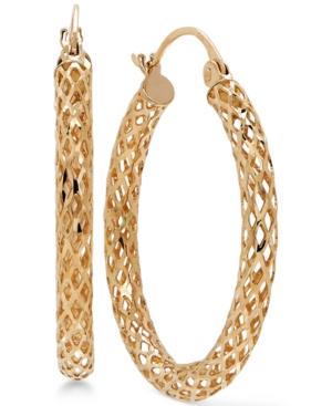 Textured Hoop Earrings In 14k Gold