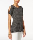 Bar Iii Striped Cold-shoulder T-shirt, Created For Macy's