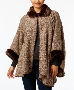 Cejon Faux-fur-trim Boucle Poncho
