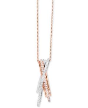 Effy Diamond Crisscross 18 Pendant Necklace (1/3 Ct. T.w.) In 14k Rose & White Gold