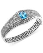 Balissima By Effy Blue Topaz Etched Bangle Bracelet (6-2/3 Ct. T.w.) In Sterling Silver