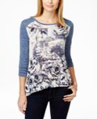 Style & Co. Petite Printed Raglan Top, Only At Macy's