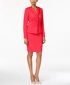 Tahari Asl Beaded Four-button Skirt Suit
