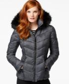 Guess Faux-fur-trim Geo-print Quilted Coat