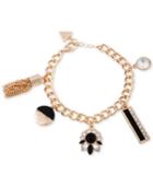 Guess Gold-tone Tassel, Stone & Crystal Charm Bracelet