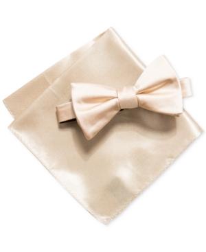 Alfani Men's Satin Solid Bow Tie & Pocket Square Set, Created For Macy's
